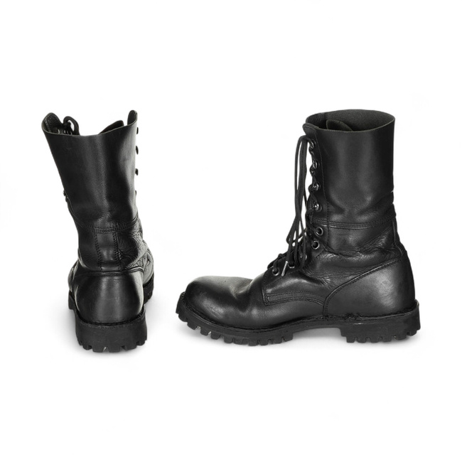 Combat Boots Without Lining – Replaced Sole – Austrian Army Military Surplus – Black – Used