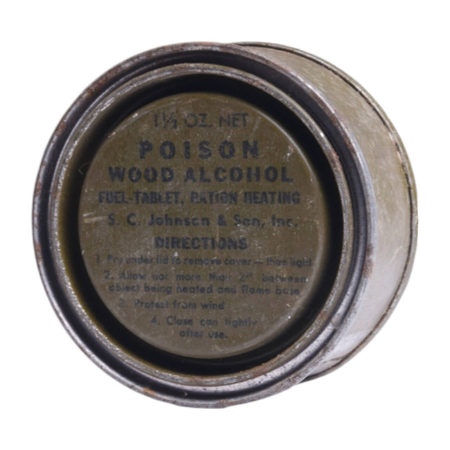 METIL-ALKOHOL – EREDETI CSOMAGOLÁS – AMERIKAI HADSEREG KATONAI SURPLUS – EREDETI WWII – OLÍVAZÖLD (OD) – HASZNÁLT