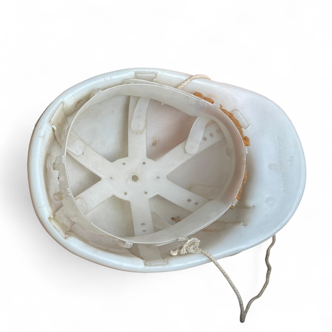 Protective Helmet with Adjustment and Ventilation System - Military Surplus Romanian Army - White - In Good Condition