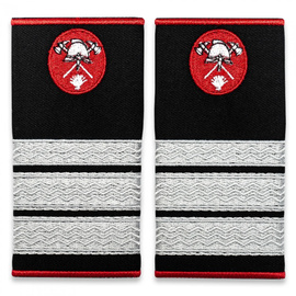 Grade Plutonier Major Pompieri ISU, IGSU țesute pe suport textil din tercot lipit, cu semn de armă metalic