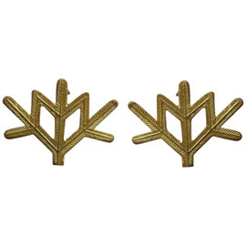 PAIR OF RANK INSIGNIA - MOUNTAIN HUNTERS - 1807 (VINTAGE) - ROMANIAN ARMY MILITARY SURPLUS - GOLDEN - IN GOOD CONDITION