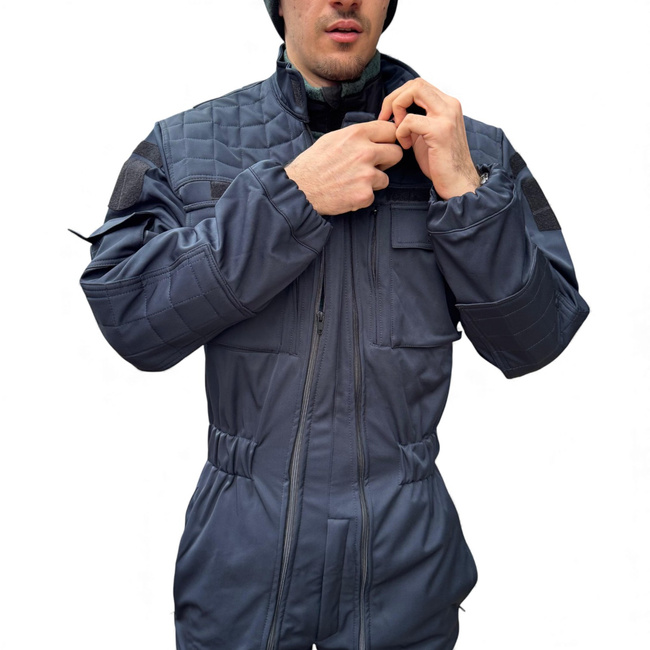 Winter Softshell Coverall For Gendarmes - With JANDARMERIA Patch And Tricolor Emblem - Navy Blue - Lecter Tactical