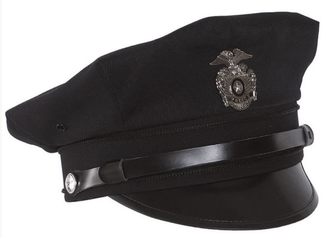 DARK BLUE US POLICE VISOR HAT WITH BADGE