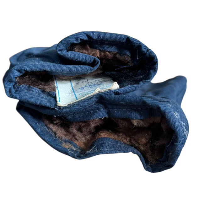 Béléses védőkesztyűk katonai tarpaulin anyagból, háromujjas – Román Katonai Surplus – Sötétkék – Jó állapotban