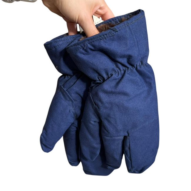 Béléses védőkesztyűk katonai tarpaulin anyagból, háromujjas – Román Katonai Surplus – Sötétkék – Jó állapotban