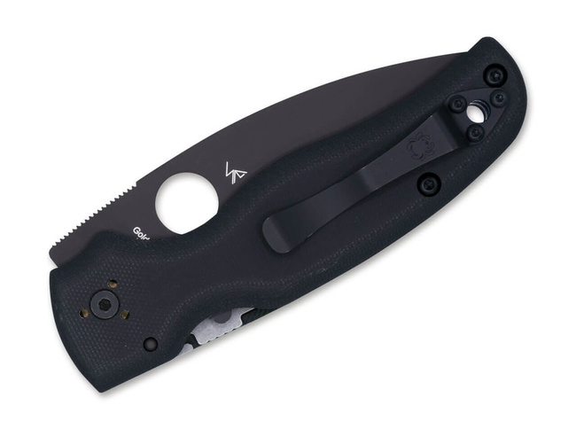 "SHAMAN ALL BLACK SERRATED" Zsebkés - SPYDERCO