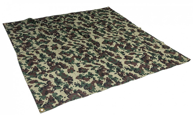 TENT TARPAULIN PLASH-PALATKA RAIN CAPE/SHELTER HALF - 180 x 180 CM - LEAF MOSAIC CAMOUFLAGE - ROMANIAN ARMY MILITARY SURPLUS - LIKE NEW