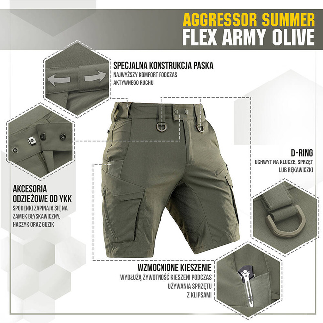 RÖVIDNADRÁG AGGRESSOR SUMMER FLEX - ARMY OLIVE - M-TAC