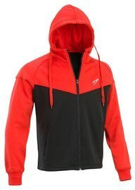 CIPZÁRAS KAPUCNIS PULÓVER HÍMZETT LOGÓVAL - D.FIVE - FEKETE/PIROS