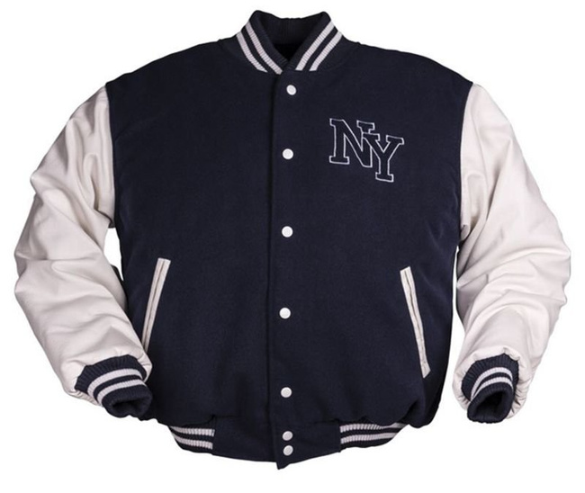 NY Baseball dzseki, patch-el, Tengerész/Fehér