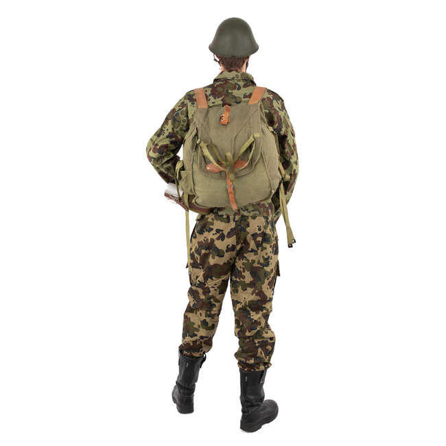 Katonai hátizsák- Hidegháborús román hadsereg (vászon) - vintage ritka - Zöld OD - Mint új