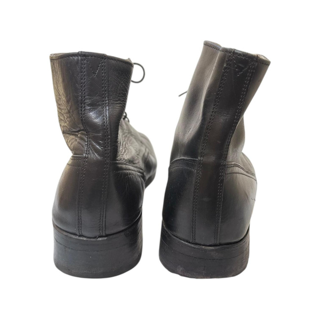 Leather Lace-Up Boots - Romanian Army Military Surplus - Black - In Good Condition