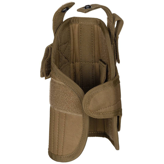 Pistol holster, right thigh, adjustable, coyote