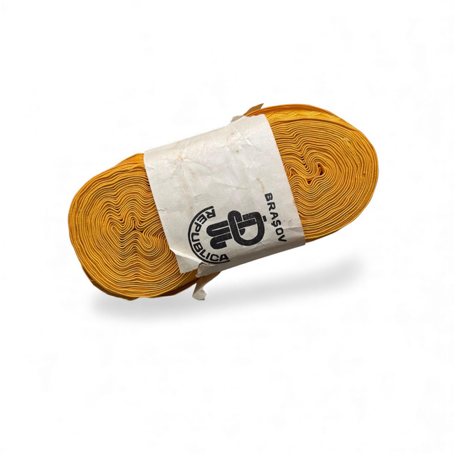 Hímzett selyem zsinór tekercs egyenruhákhoz - 1 m x 20 mm - Román Hadsereg katonai felesleg - Sötét Sárga - Újszerű