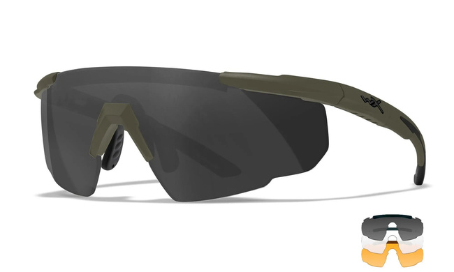 BALLISTIC SUNGLASSES - SABER ADVANCED - WILEY X - GREY/CLEAR/LIGHT RUST - Matte OD Green 