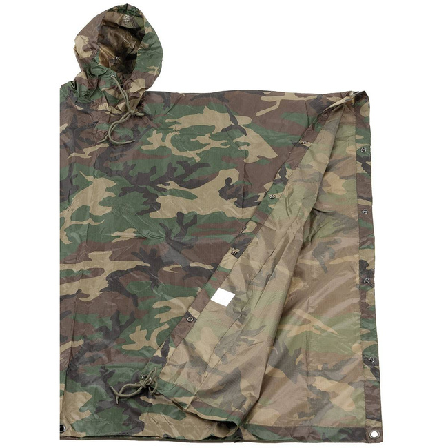 RIP-STOP PONCHO, RAINCOAT - 144 x 223 CM - MFH® - WOODLAND CAMOUFLAGE