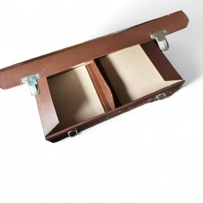 Bőr Dokumentum Táska - Román Hadsereg Katonai Surplus - Barna - Jó Állapotban