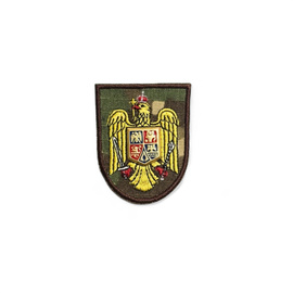 Emblem city helmet terrestrial forces beret, cap, hat, beret - Embroidered on combat (camouflage) backing with brown border – sew-on application