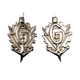 PAIR OF RANK INSIGNIA - GENIUS - ROMANIAN ARMY MILITARY SURPLUS - SILVER - IN GOOD CONDITION