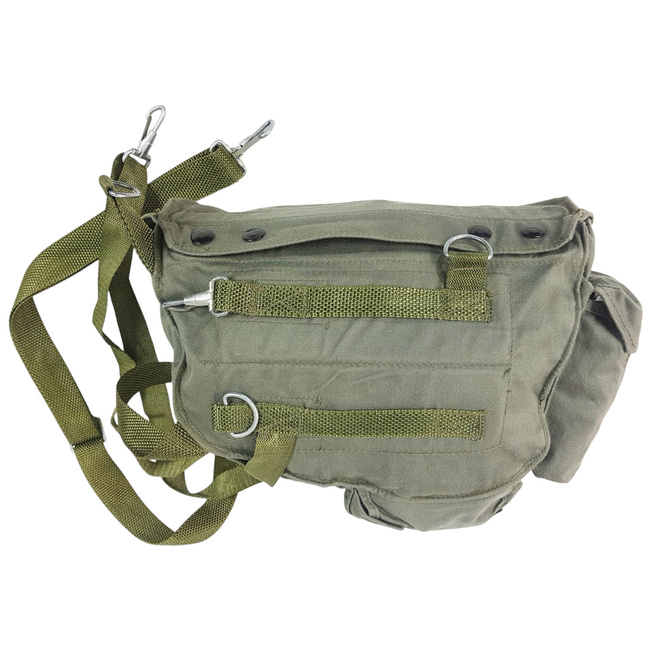 VÁSZON TÁSKA VÉDŐMASZKHOZ - MP4 - 1970-ES ÉVEK - LENGYEL HADSEREG KATONAI FELESLEG - ZÖLD OD - HASZNÁLT