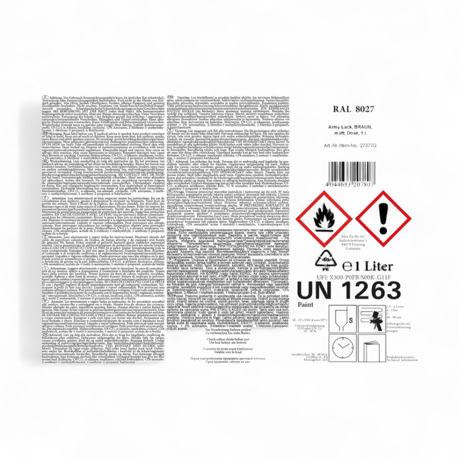 Katonai álcázó festék - gyorsan száradó - 1 l - Barna - RAL8027 - MFH