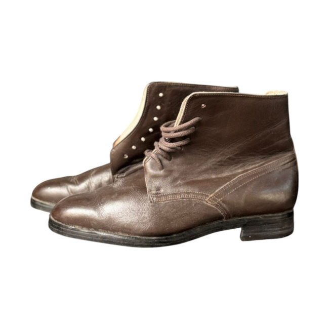 FÉRFI BARNA BŐR CSIZMA - KATONAI FELESLEG A RÓMAI HADSEREGBŐL - JÓ ÁLLAPOTBAN