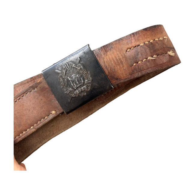 BARNA BŐR ÖV RPR FEKETE CSAT - ROMÁN HADSEREGI KATONAI FELESLEG - HASZNÁLT