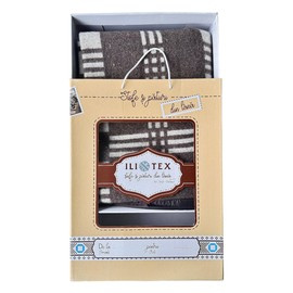 Román gyapjú takaró, hagyományos minta, 150x200cm, barna/fehér