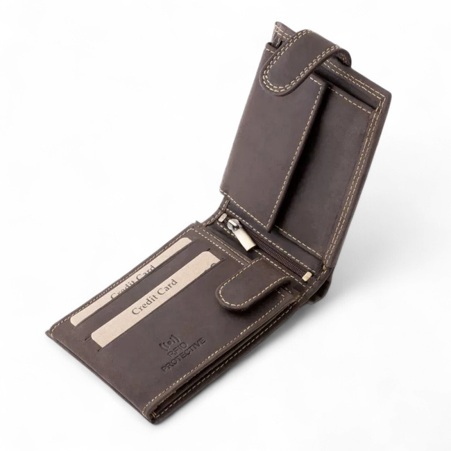 Bőrpénztárca vadászoknak mintával - Kutyalábnyomok - Barna - GreenDeed