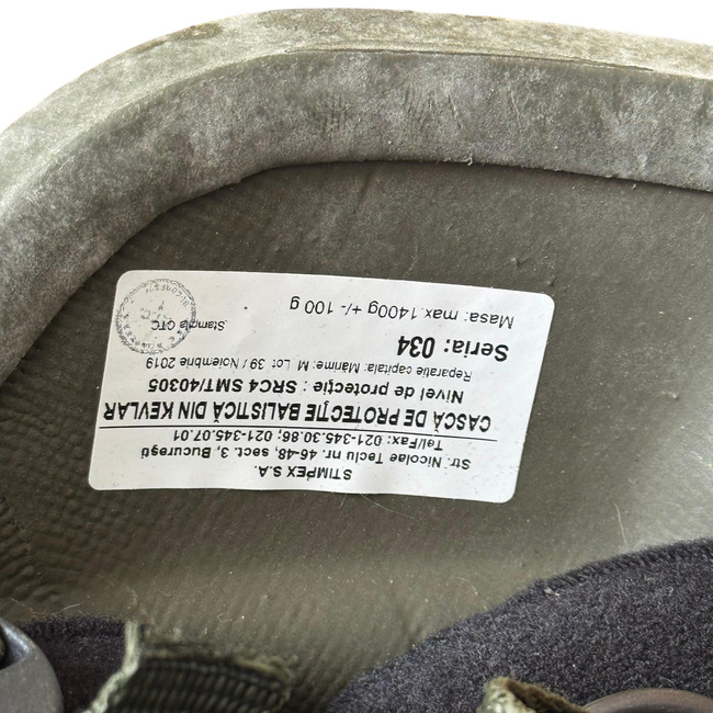 Ballisztikai védősisak - Kevlár - Román Fegyveres Erők katonai feleslegéből - Olívzöld - Újszerű állapotban