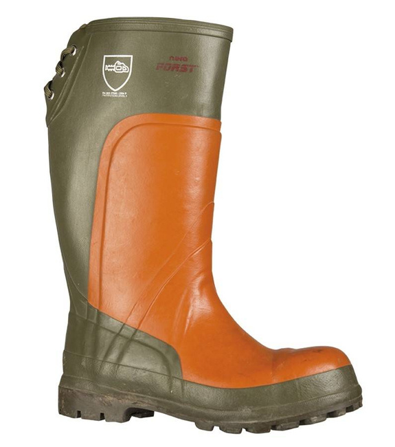 Euro PM Lumberjack vágásálló biztonsági csizma – 3. osztály – Erdészeti munkások számára – Német hadsereg feleslege – Használt