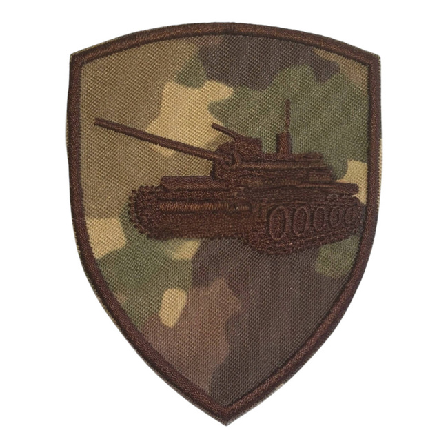 EMBLEMA SEMN DE ARMA MANECA SCUT - TANCURI - BRODATA PE SUPORT CAMUFLAJ COMBAT FORTE TERESTRE CU FIR MARO