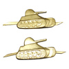 PAIR OF RANK INSIGNIA - TANKS - ROMANIAN ARMY MILITARY SURPLUS - GOLDEN - IN GOOD CONDITION