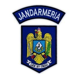 Emblema brodata maneca Jandarmeria, cu tip de aplicare Velcro (cu scai)