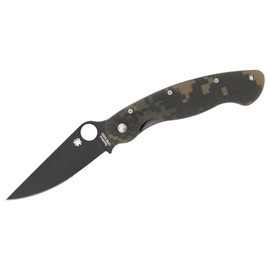 MILITARY DIGITAL CAMO G10 BLACK POCKET KNIFE SPYDERCO
