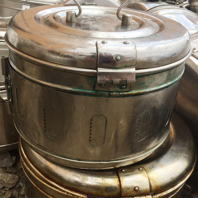 STERILIZÁLÓ TOK - SÁRGARÉZ/ROZSDAMENTES ACÉL - VINTAGE - KATONAI TÖBBLET ROMÁN HADSEREG