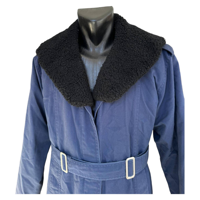 BLUE AVIATION PARKA JACKET WITH PADDED COLLAR AND REMOVABLE LINING - MILITARY SURPLUS ROMANIAN ARMY - LIKE NEW