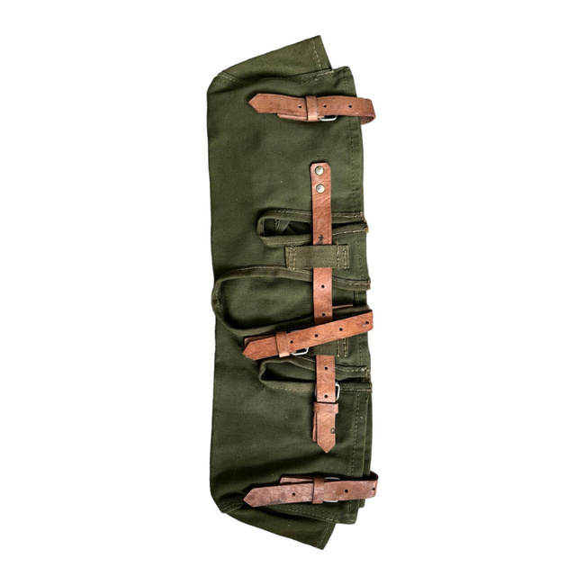 TEXTIL TOK BŐR BORÍTÁSSAL KATONAI OPTIKÁHOZ - OLÍVAZÖLD - KATONAI TÖBBLET RÓMAI HADSEREG - JÓ ÁLLAPOTÚ