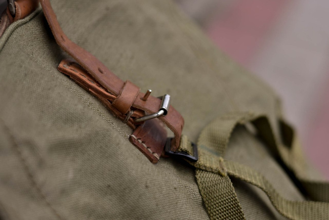 Katonai hátizsák- Hidegháborús román hadsereg (vászon) - vintage ritka - Zöld OD - Mint új