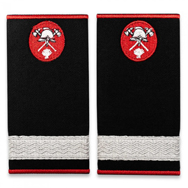 Grade Sergent Pompieri ISU, IGSU țesute pe suport textil din tercot lipit, cu semn de armă metalic