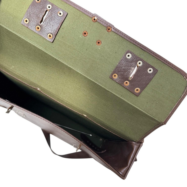 Vintage Aktatáska - Műbőr - 42 x 33 cm - Román Hadsereg Katonai Surplusz - Barna - Jó Állapotban