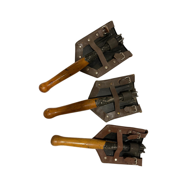 Foldable Military Shovel, Romanian Army Surplus - like new, with leather case