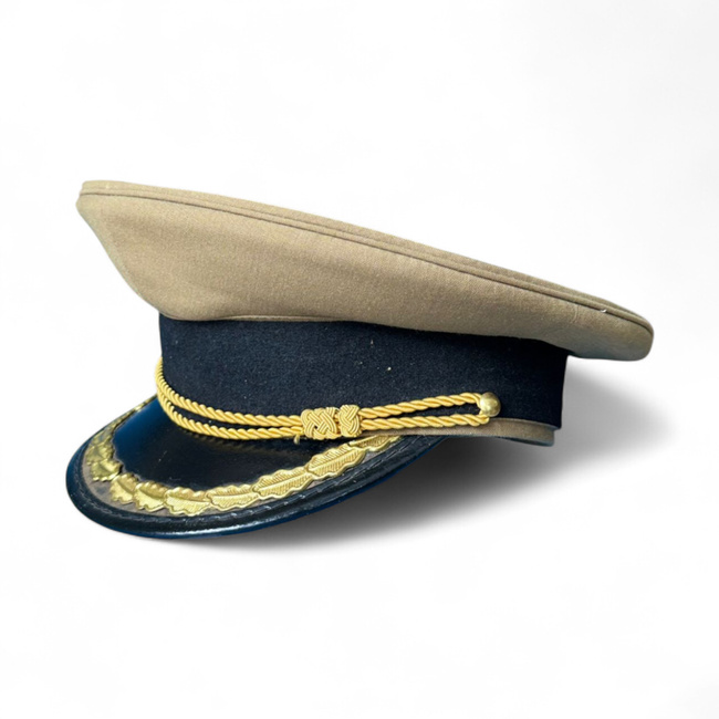 RSR OFFICER CAP - ARTILLERY/TECHNICAL - ROMANIAN ARMY MILITARY SURPLUS - OD GREEN - LIKE NEW