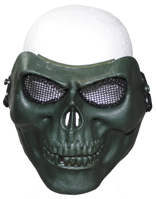 Face Mask, "skull", OD green, deco