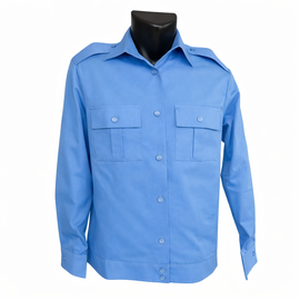 WOMEN'S CADRES SHIRT WITH POCKETS, EPAULETTES AND HEM  BAND - BLUE