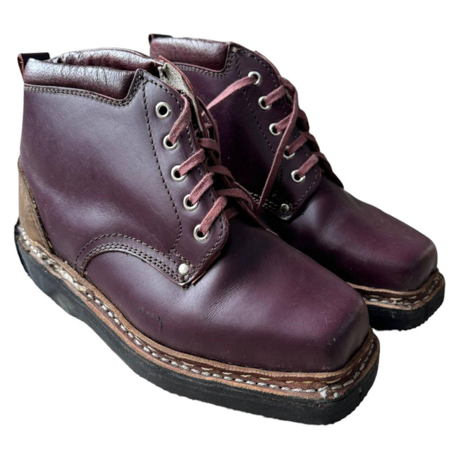 LEATHER MILITARY BOOTS - MOUNTAIN HUNTERS - MILITARY SURPLUS ROMANIAN ARMY- DARK RED - LIKE NEW