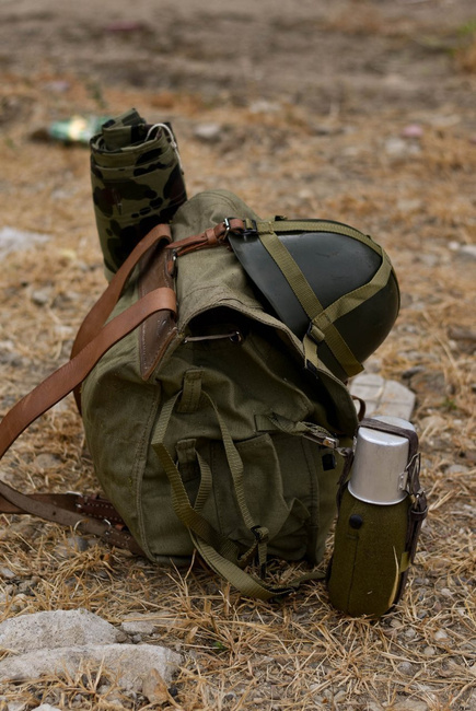 Katonai hátizsák- Hidegháborús román hadsereg (vászon) - vintage ritka - Zöld OD - Mint új
