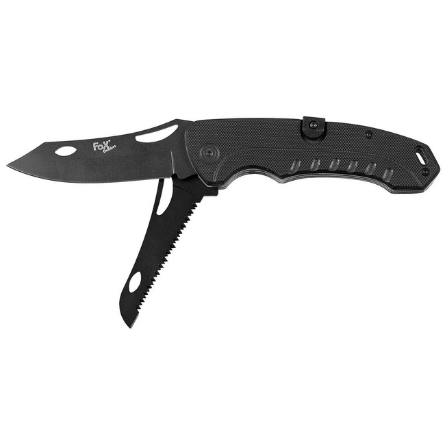 Jack kés, 2 az 1-ben, G10 markolat - Fekete - Fox Outdoor