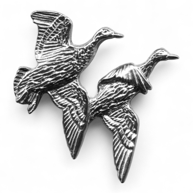 Hunting Hat Pin - Pair of Wild Ducks - Silver