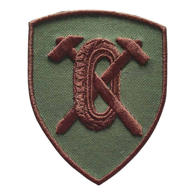 EMBLEMA SEMN DE ARMA MANECA SCUT - AUTO - BRODATA PE SUPORT KAKI CU FIR MARO